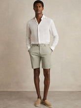 Cotton Chino Shorts With Stretch in Soft Sage | Reiss USA