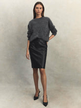 Leather High Rise Midi Skirt in Black | Reiss Near Me