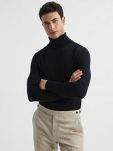 Slim Fit Merino Wool Roll Neck Jumper in Black | Reiss Near Me