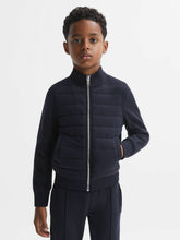 3-9 yrs Funnel Neck Quilted Hybrid Jacket in Navy | Reiss USA