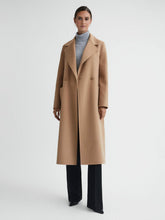 Long Wool Blend Blindseam Coat in Camel | Reiss For Sale