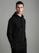 Interlock Jersey Drawstring Hoodie in Black | Reiss Discount