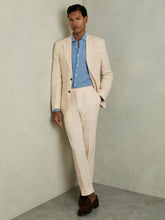 Slim Fit Linen Adjuster Trousers in Stone | Reiss Discount