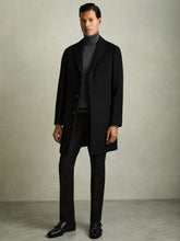 Wool Blend Single Breasted Epsom Overcoat in Black | Reiss Onsale