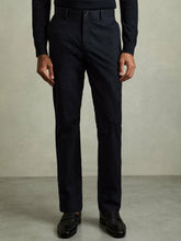 Slim Fit Washed Cotton Blend Chinos in Navy | Reiss USA