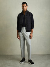 Hybrid Quilt and Knit Zip-Through Gilet in Navy | Reiss US