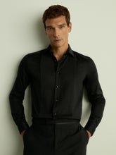 Slim Fit Cotton Dinner Shirt in Black | Reiss Near Me