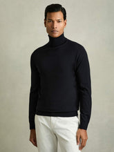 Slim Fit Merino Wool Roll Neck Jumper in Navy | Reiss Onsale