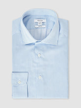 Slim Fit Cotton-Satin Cutaway-Collar Shirt in Blue Stripe | Reiss USA
