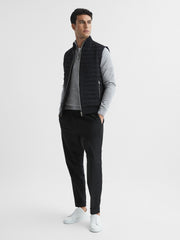 Hybrid Quilted Gilet in Black | Reiss Onsale