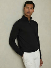 Merino Wool Half-Zip Jumper in Black | Reiss Discount