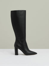 Block Heel Knee High Boots in Black | Reiss