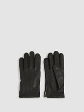 Leather Zip-Side Gloves in Black | Reiss Sale
