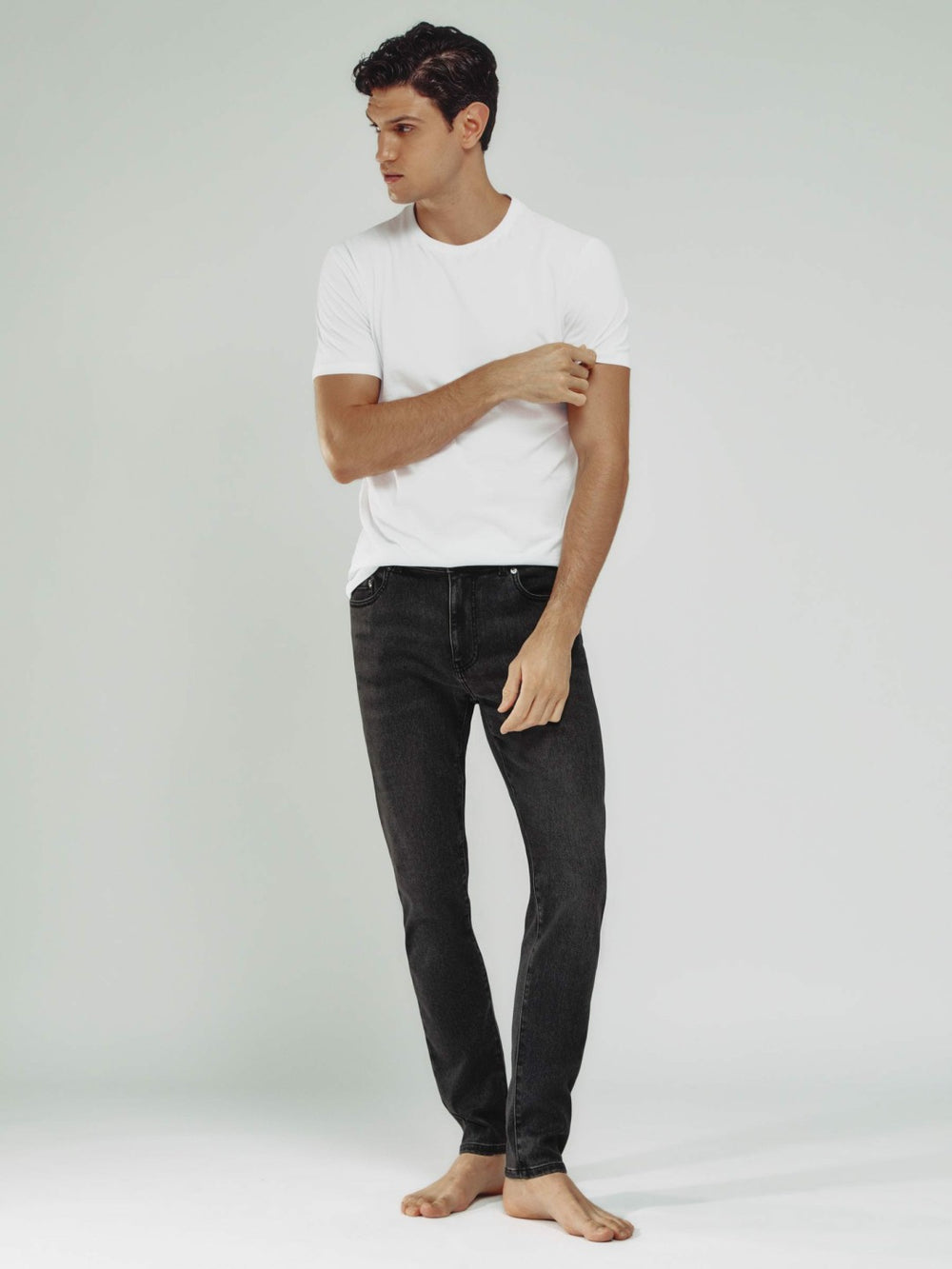 Tapered Slim-Fit Jeans in Washed Black | Reiss US