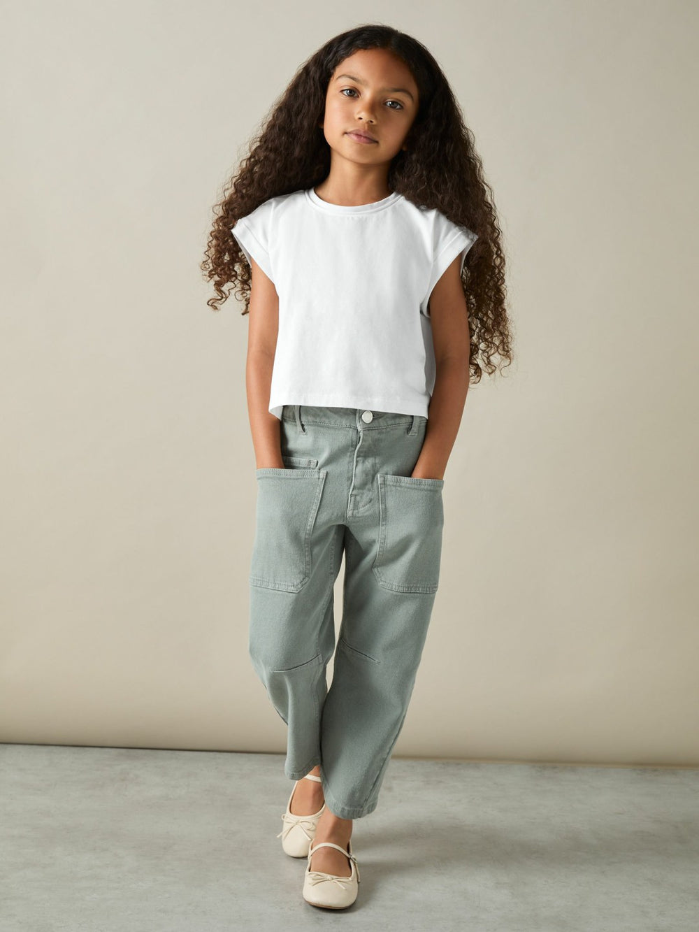 4-9 yrs Cotton-Jersey Cropped T-Shirt in White | Reiss For Sale