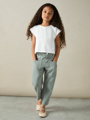 4-9 yrs Cotton-Jersey Cropped T-Shirt in White | Reiss For Sale