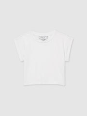 4-9 yrs Cotton-Jersey Cropped T-Shirt in White | Reiss For Sale