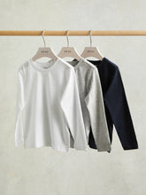 3-9 yrs Cotton Jersey Long Sleeve T-Shirts 3 Pack in White/Soft Grey/Navy | Reiss Near Me