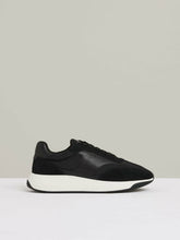 Leather Suede Running Trainers in Black/White | Reiss US