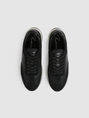 Leather Suede Running Trainers in Black/White | Reiss US