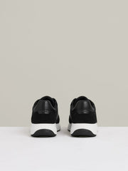 Leather Suede Running Trainers in Black/White | Reiss US