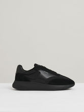 Leather Suede Running Trainers in All Black | Reiss US