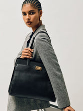 Grained Leather Tote Bag in Black | Reiss US