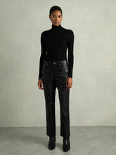 Leather Slim-Leg Trousers in Black | Reiss Sale