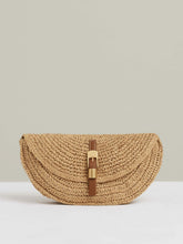 Raffia Half-Moon Clutch Bag in Natural | Reiss Discount