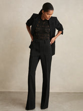Petite Twill Patch-Pocket Flared Trousers in Black | Reiss