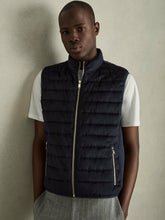 Brushed Jersey Quilted Gilet in Navy | Reiss