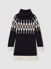13-14 yrs Wool-Blend Fair Isle Roll-Neck Dress in Navy | Reiss Onsale