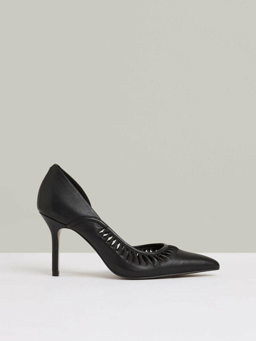 Leather Twist Detail Court Shoes in Black | Reiss Sale