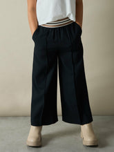 9-13 yrs Stripe-Waistband Wide-Leg Trousers in Navy | Reiss Onsale
