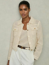 Cotton-Blend Textured Trucker Jacket in Neutral | Reiss Onsale