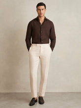 Linen Button-Through Shirt in Dark Brown | Reiss For Sale
