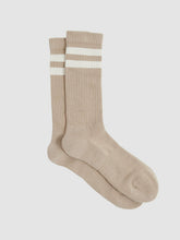 Cotton-Blend Double-Stripe Socks in Taupe/Ecru | Reiss Discount