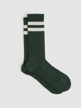 Cotton-Blend Double-Stripe Socks in Pine Green/Ecru | Reiss Onsale