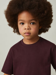 3-9 yrs Cotton Crew-Neck T-Shirt in Bordeaux | Reiss USA
