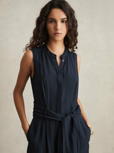 Petite Wide-Leg Belted Jumpsuit in Navy | Reiss US