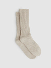 Rib-Knit Socks With Cashmere in Oatmeal | Reiss For Sale