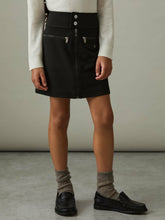 9-13 yrs Piqué Zip-Detail Mini Skirt in Black | Reiss Onsale