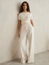 Petite Linen-Blend Wide-Leg Trousers in White | Reiss For Sale