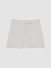 Linen-Blend Tailored Shorts in White | Reiss