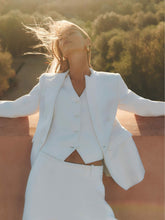 Linen-Blend Button-Through Waistcoat in White | Reiss For Sale
