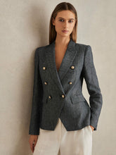 Linen-Cotton Double-Breasted Blazer in Navy | Reiss For Sale