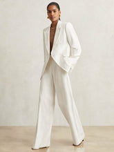 Petite Linen-Blend Double-Breasted Suit Jacket in White | Reiss Sale