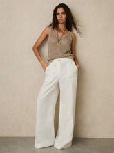 Petite Linen Wide Leg Trousers in White | Reiss Near Me