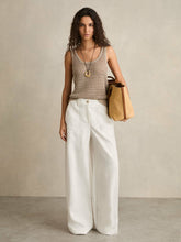 Linen Wide Leg Trousers in White | Reiss