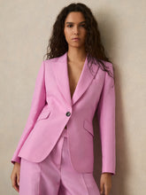 Single Breasted Suit Jacket With Linen in Pink | Reiss USA